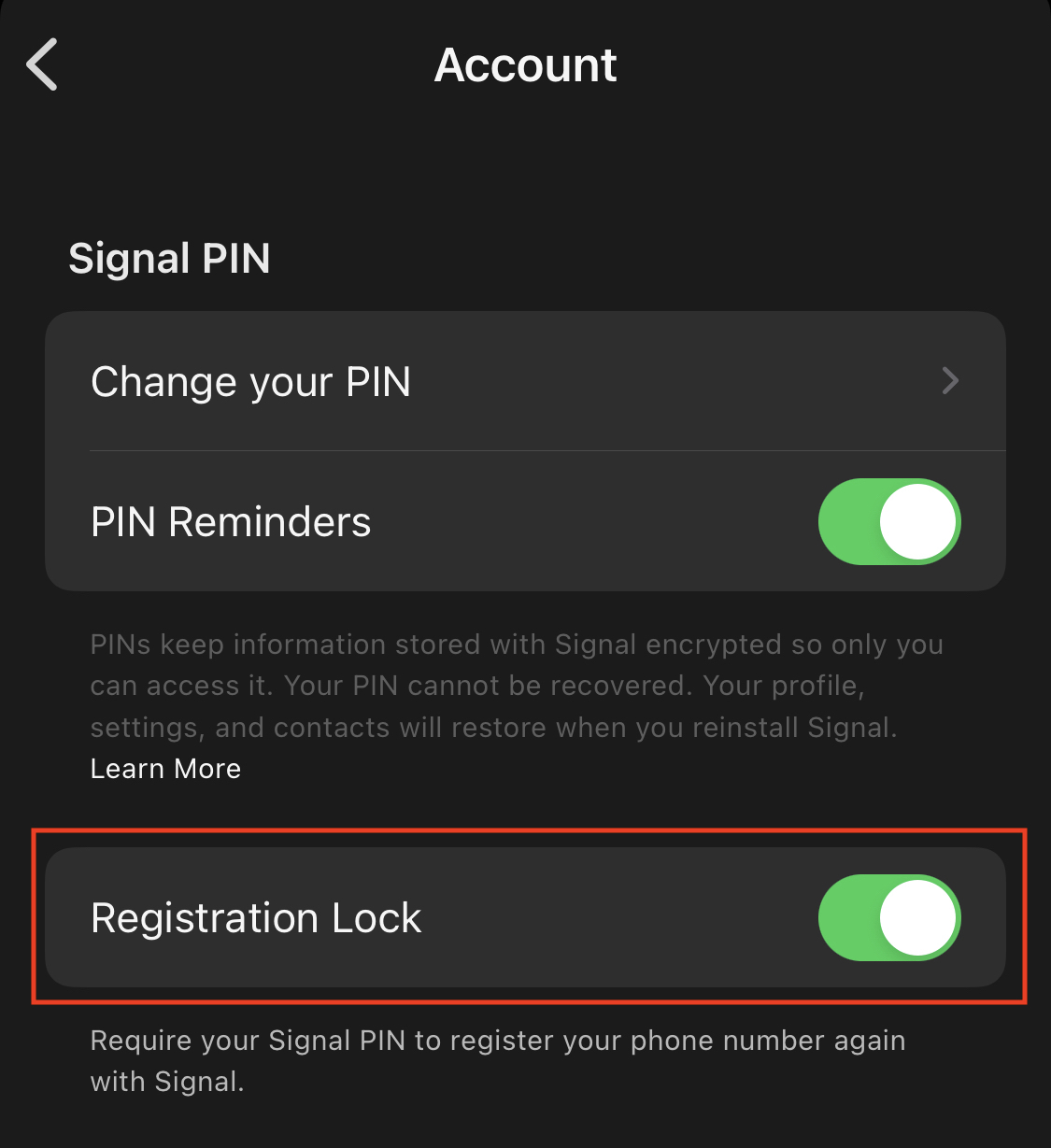 Registration Lock